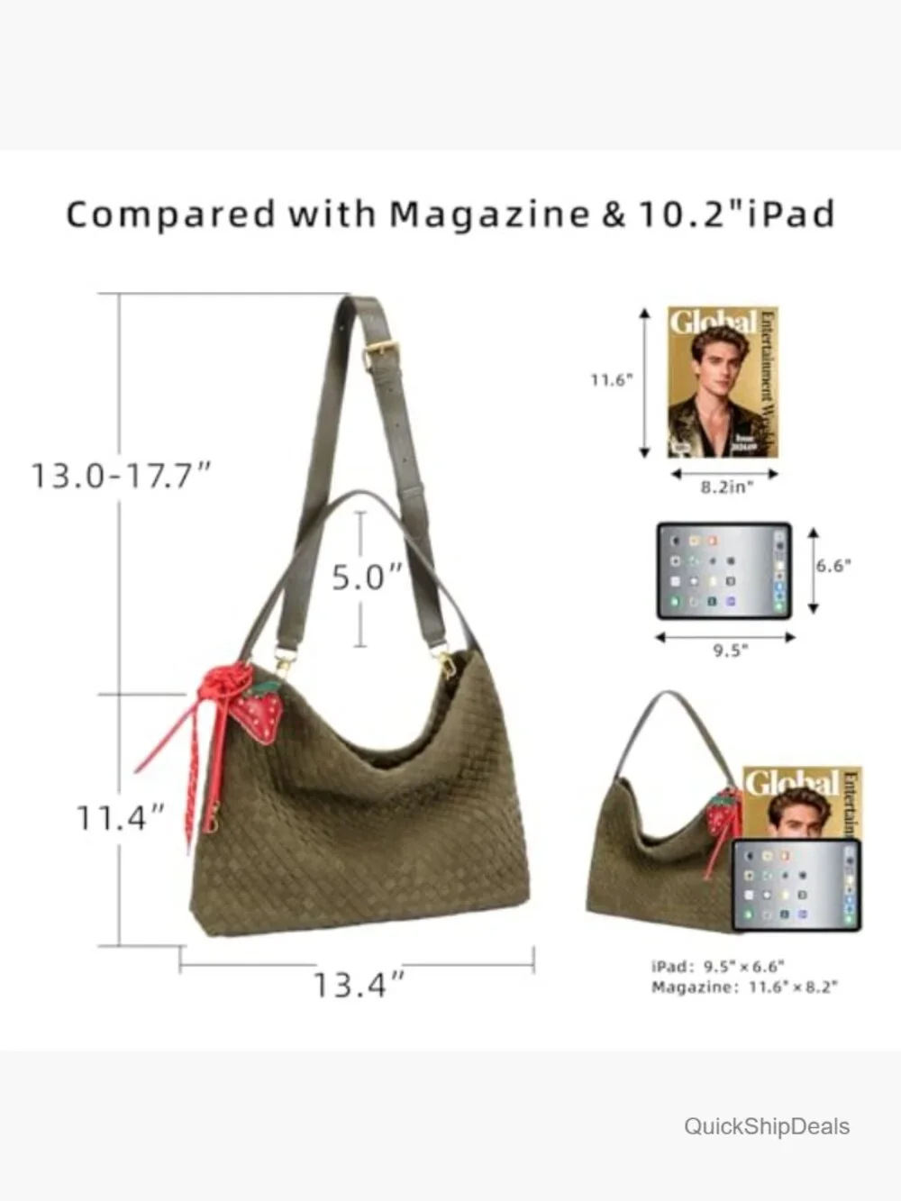 Woven Suede Shoulder Bag Hobo Tote Crossbody Purse